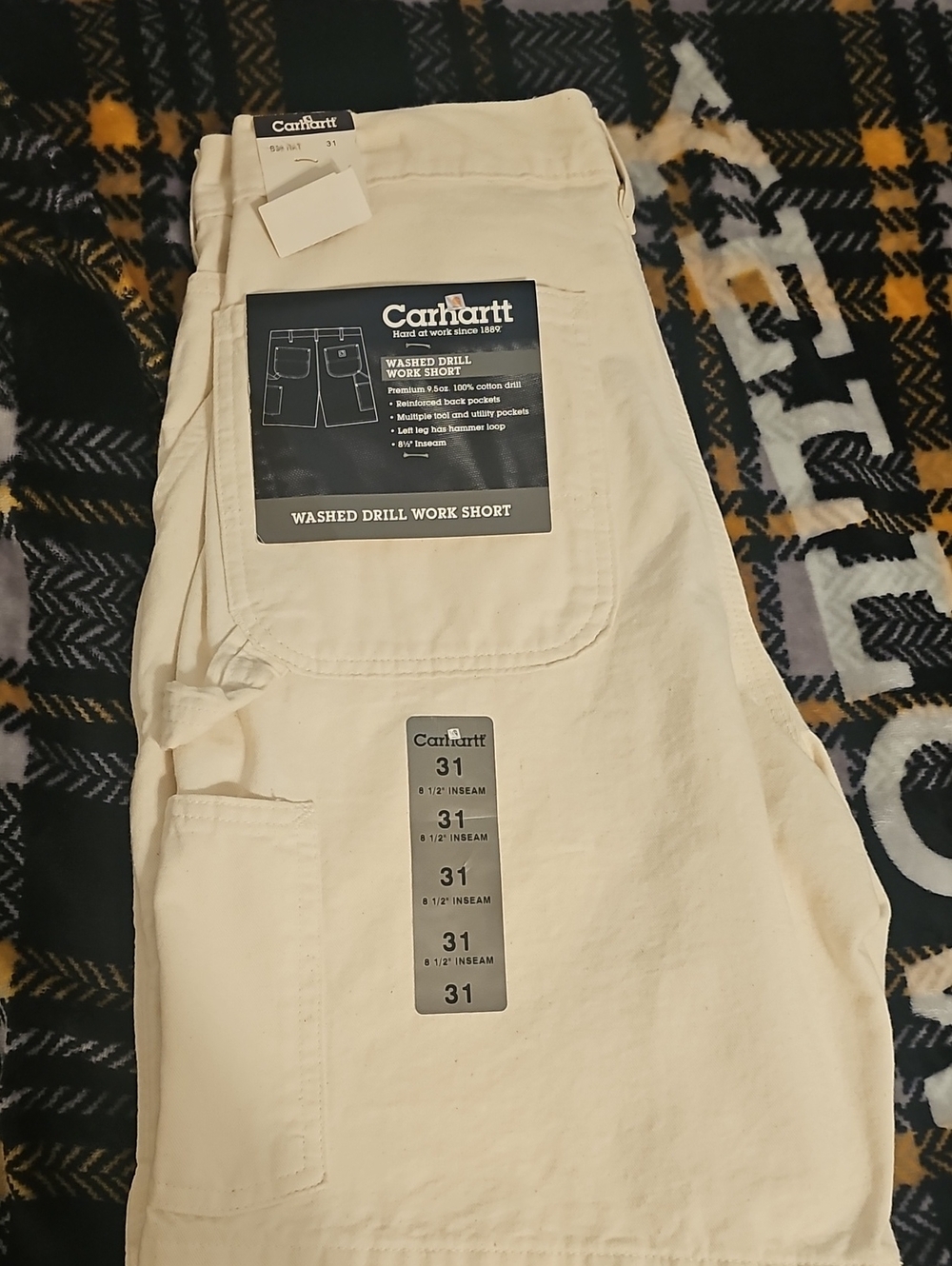 Carhartt Washed Drill Cargo Shorts - Cream/Tan - Picture 4 of 4